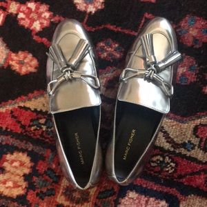 Marc Fisher Silver Loafers